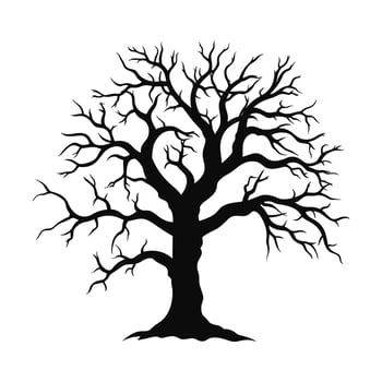 Scary Dead Tree black Silhouette isolated on a white background vector