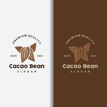 Cacao Bean Logo, Premium Design Vintage Retro Old Fresh Organic Garden Plant Seed Simple Minimalist vector