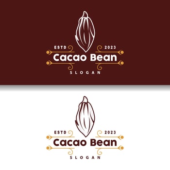 Cacao Bean Logo, Premium Design Vintage Retro Old Fresh Organic Garden Plant Seed Simple Minimalist vector