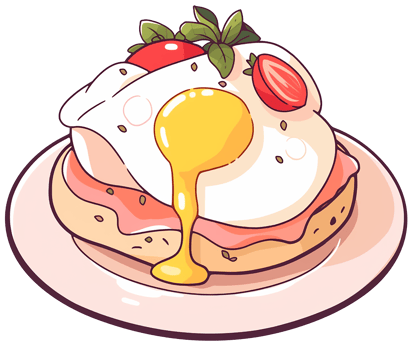a dish of egg benedict and toast on transparent background png
