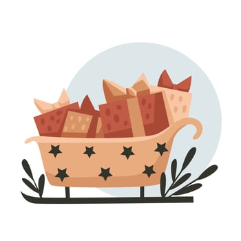 Christmas sleigh with gifts vector