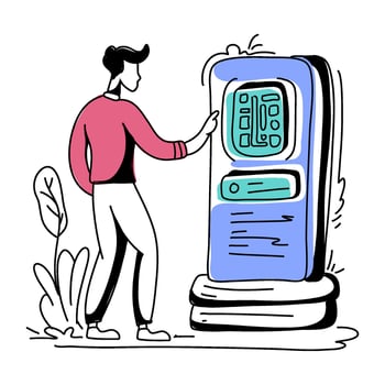 Customers using contactless payments flat illustration in this graphic. technique is commonly used in infographics illustrations to make complex data more digestible visually appealing vector