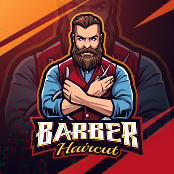 Barber haircut esport mascot logo design vector