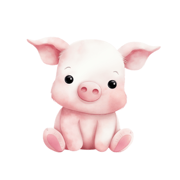 AI generated Pig Watercolor on Isolated Background ,Farm Animal Art.Created with Generative AI technology. png