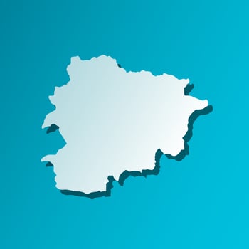 Vector Isolated illustration icon with light blue silhouette of simplified map of Andorra