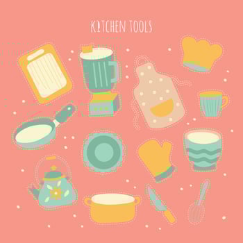 Kitchenware sticker vector cute