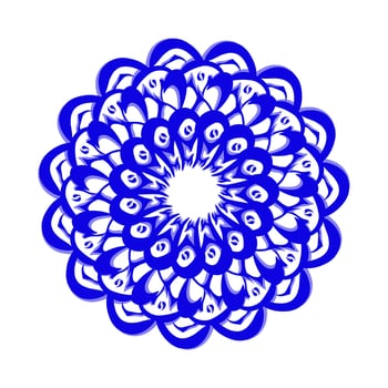 Blue tribal mandala icon with shadow. Perfect for logos, icons, items, tattoos, stickers, posters, banners, clothes, hats vector