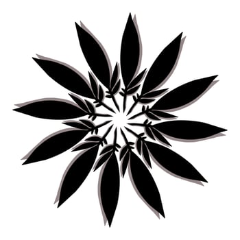 Black tribal mandala icon with shadow. Perfect for logos, icons, items, tattoos, stickers, posters, banners, clothes, hats vector