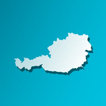Vector isolated simplified illustration icon with blue silhouette of Austria map. Dark blue background