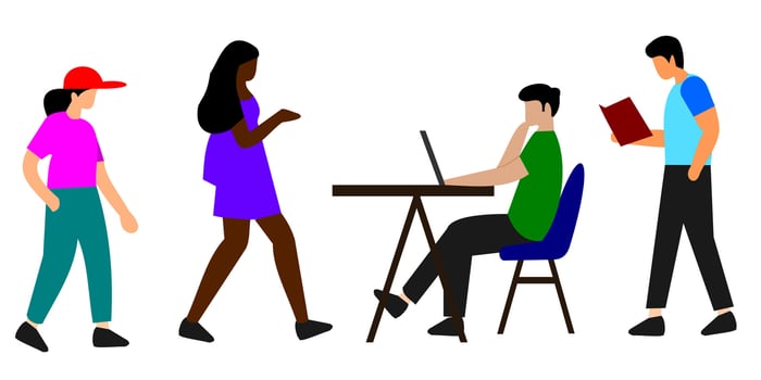 people flat illustration isolated white vector