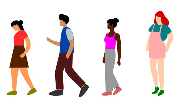 people flat illustration isolated white vector