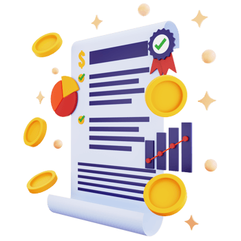 3d icon business contract with money isolated on the transparent background png