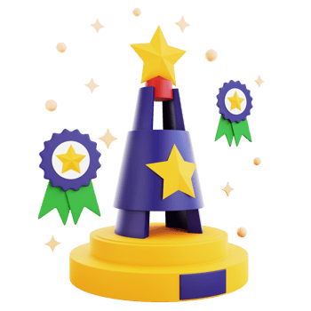 3d icon champion trophy with star badge isolated on the transparent background png