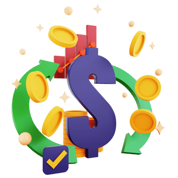 3d icon cash flow with money up isolated on the transparent background png