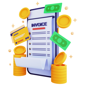3d icon invoice with money isolated on the transparent background png