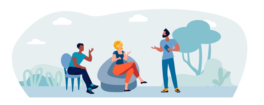 People meeting in nature, vector illustration