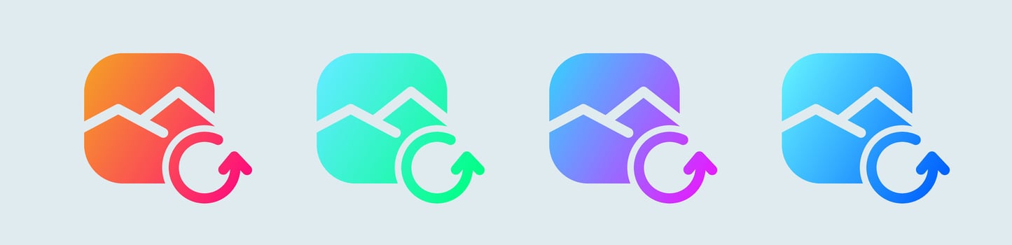 Image recovery solid icon in gradient colors. Repair signs vector illustration.