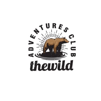 vintage bear logo design vector template illustration