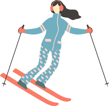 Woman skier. Illustration png