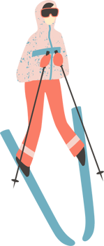 Woman skier. Illustration png