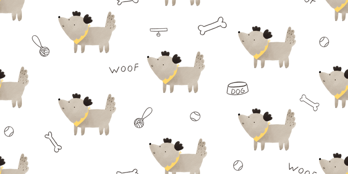 Little cute puppy. Funny dog seamless pattern. Endless design with domestic animals. Dogs supplies background png