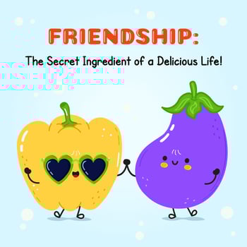 Bell pepper and eggplant card. Vector hand drawn doodle style cartoon character illustration icon design. Happy Bell pepper and eggplant friends concept card