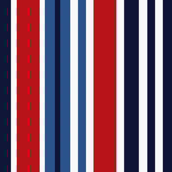 Stripe seamless pattern with blue, red and white colors vertical parallel stripes. vector