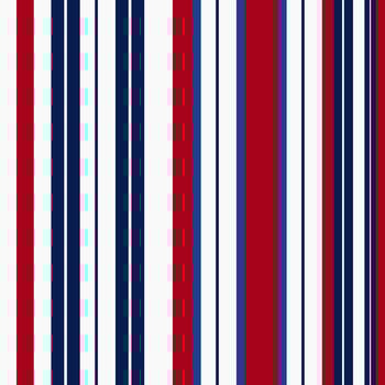 Stripe seamless pattern with blue, red and white colors vertical parallel stripes. vector