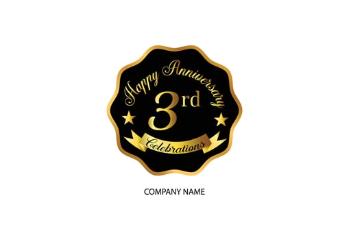 3rd anniversary celebration logotype with handwriting golden color elegant design vector