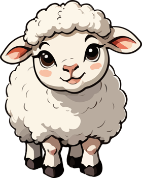 AI generated Cute Sheep Cartoon Design png