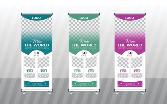 travel roll up banner design. vector