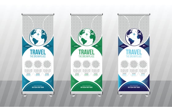 travel roll up banner design. vector