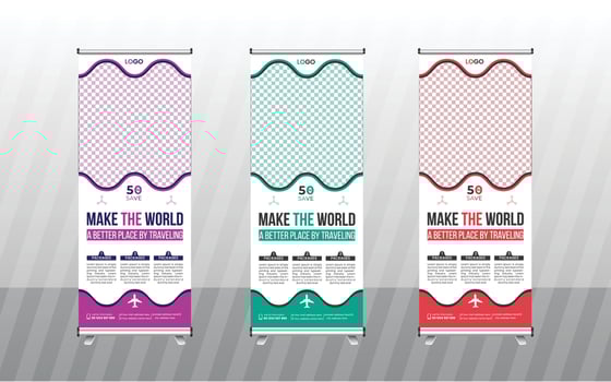 travel roll up banner design. vector
