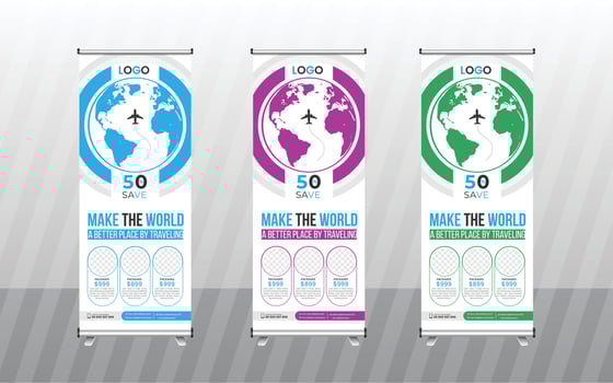 travel roll up banner design. vector