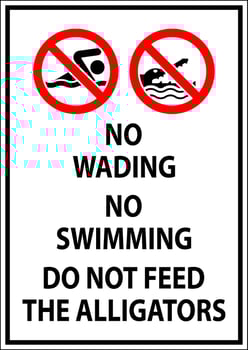 Alligator Sign No Wading, No Swimming, Do Not Feed the Alligators vector