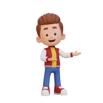 3D cute kid presenting pose png