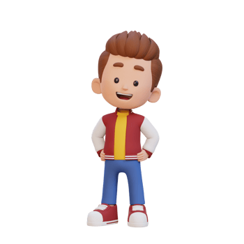 3D cute kid character in confident pose hand on hip png