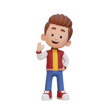 3D cute kid give ok sign png