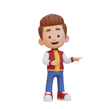 3D cute kid pointing hand to the side png