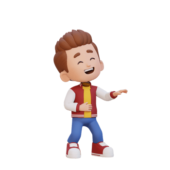 3D cute boy laughing png