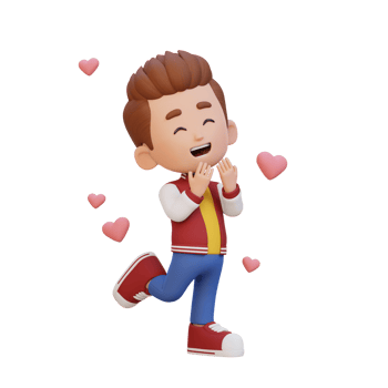 3D cute kid character in love png