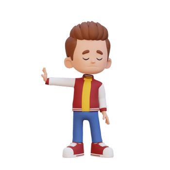3D cute kid character rejection pose png