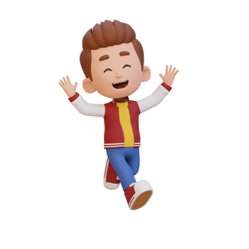 3D cute boy in jumping pose png