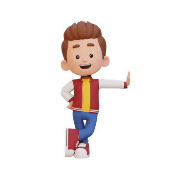 3D kid character laying on transparent wall png