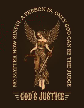 Illustration hand drawn. Justice angel woman with quotes vector