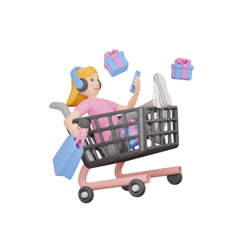 Fashionable Woman Doing Shopping - 3D Cartoon Character Illustration png