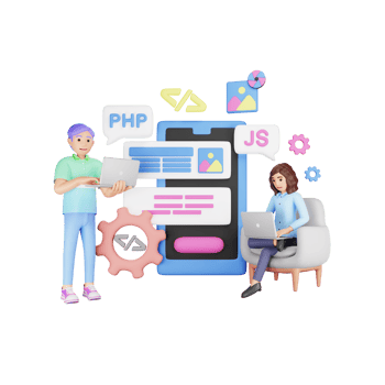 3D Character Illustration - Application Development and Coding Concept png