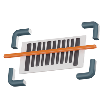 Digital Commerce of Laser Strip Barcode Scanning. 3D Render png