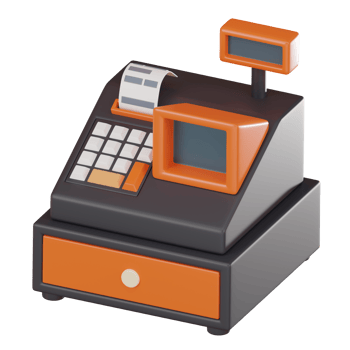 Cash register, invoice machine Online Shopping Payment. 3D Render png