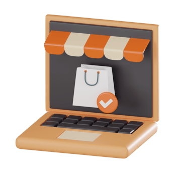 Online Shopping Via Laptop. 3D render Illustration png